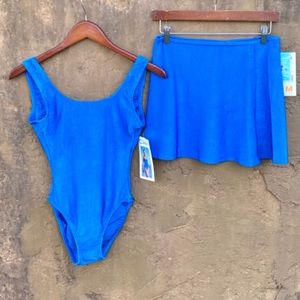 New Vintage Catalina Two Piece Ribbed Blue Swimwear Bathing Suit Vacation